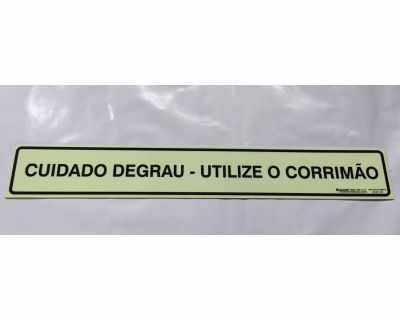 PLS 34 - Placa "Cuidado Degrau - Utilize Corrimão"
